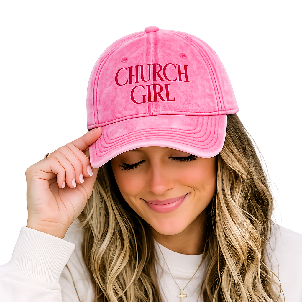 Pink Vintage Church Girl Cap